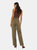 Womens/Ladies Pleat Front Straight Leg Pants - Khaki