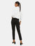 Womens/Ladies Ponte Pintuck Detail Seams Pants - Black