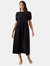 Womens/Ladies Poplin Smock Midi Dress - Black