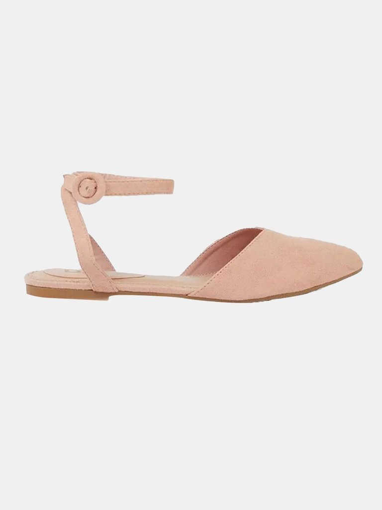 Womens/Ladies Poppy Open Back Ballerina Flats - Blush - Blush