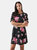 Womens/Ladies Spaced Floral Mini Dress - Black