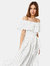 Womens/Ladies Spotted Bardot Midi Dress - Ivory