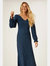 Womens/Ladies Spotted V Neck Midi Dress - Blue