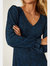 Womens/Ladies Spotted V Neck Midi Dress - Blue