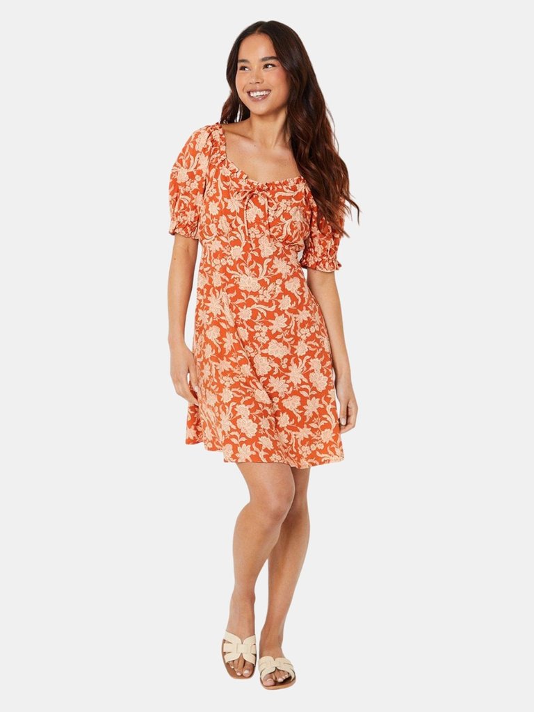 Womens/Ladies Sweetheart Petite Mini Dress - Rust