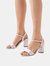 Womens/Ladies Swirl Satin Wide Block Heel Sandals - Blush