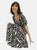 Womens/Ladies Zebra Print Tie Back Petite Relaxed Midi Dress