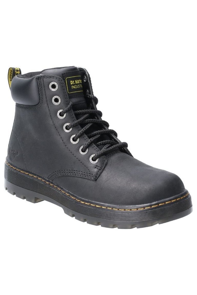 Mens Winch Lace Up Leather Safety Boot - Black