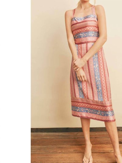 DRESS FORUM Border Print Midi Skirt In Pink Multi product
