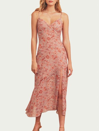 DRESS FORUM Floral-Print Tie-Detailed Midi Slip Dress In Mauve/multi product