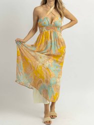 Lemonade Breeze Crossover Midi Dress