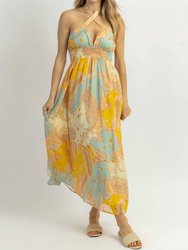 Lemonade Breeze Crossover Midi Dress - Yellow