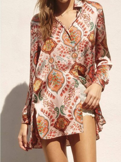 DRESS FORUM Peach Bloom Satin Button Down product