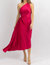 Pleated Midi Dress In Viva Magenta