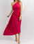 Pleated Midi Dress In Viva Magenta