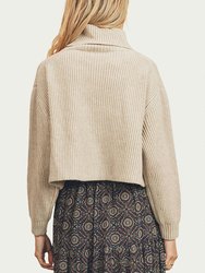 Ribbed-Knit Cropped Turtleneck Sweater