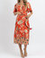 Waikiki Wrapped Satin Midi Dress - Orange/Multi