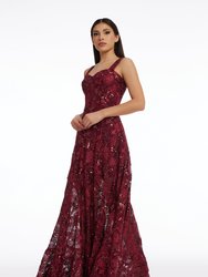 Anabel Sequin Embroidered Gown