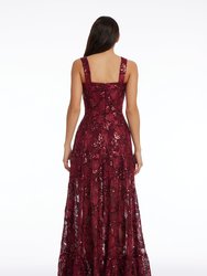 Anabel Sequin Embroidered Gown