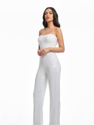 Andy White Sequin Jumpsuit - White Multi