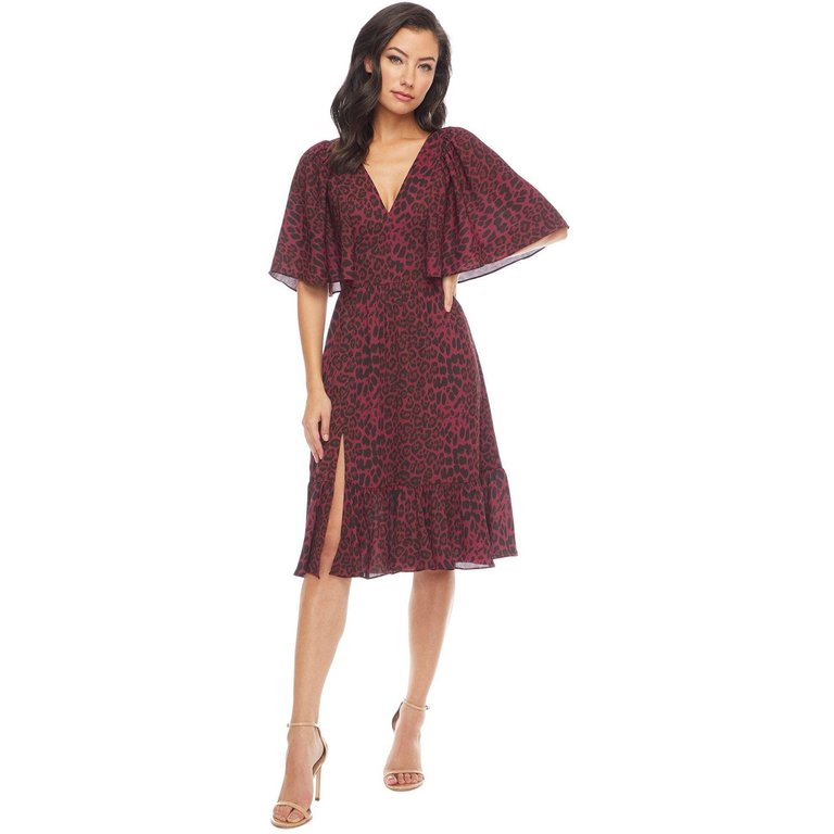 Francesca Dress - Burgundy Leopard