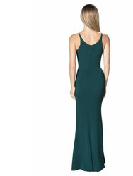 Iris Plunging Neckline Crepe Gown