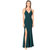 Iris Plunging Neckline Crepe Gown - Pine