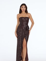 Kai Sequin Gown - Mocha