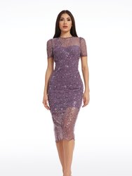 Lia 3D Beaded Dress - Dusty Lavender