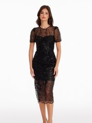 Lia 3D Beaded Dress - Black