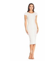 Marcella Chevron Sequin Dress - Off White