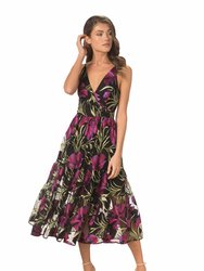 Paulette Lily Floral Dress - Brightmagentam