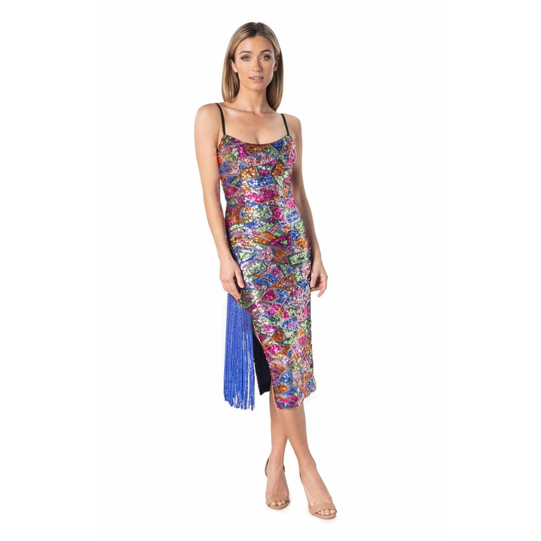 Rory Abstract Sequin Dress - Wisteria Multi