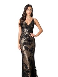 Sharon Lace Overlay Gown - Brushed Gold
