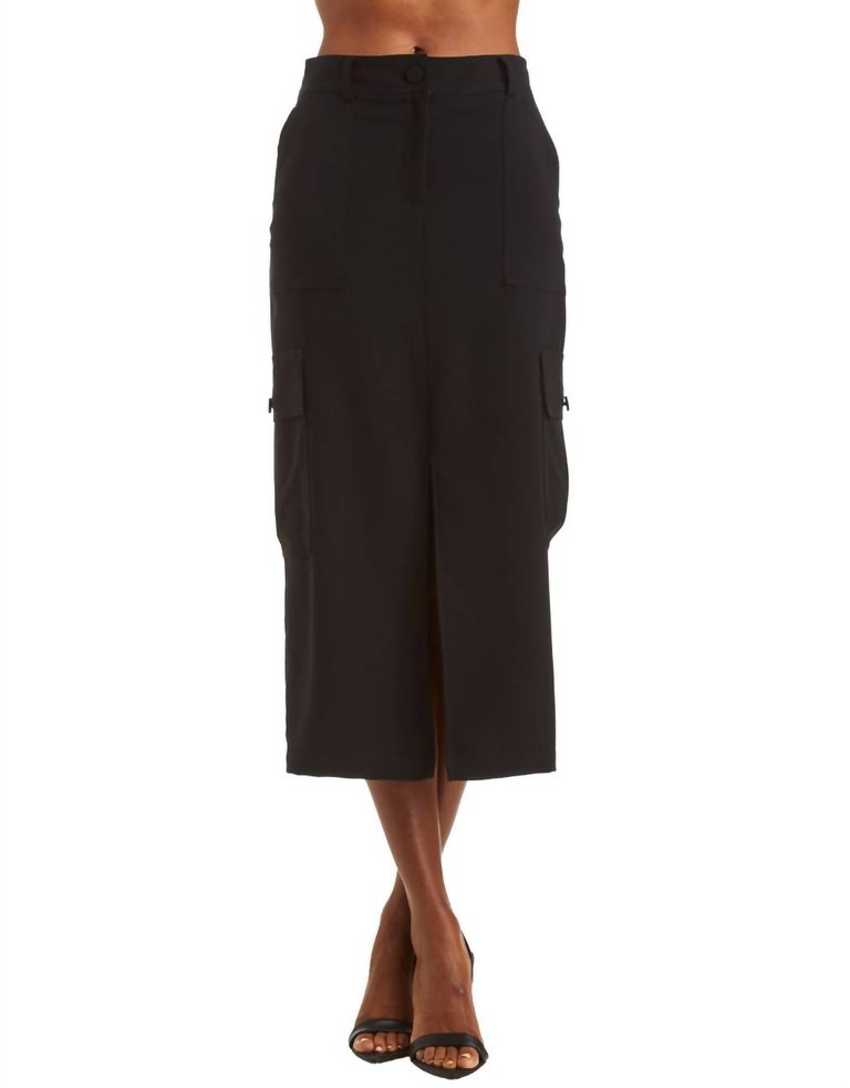 Danica Washed Satin Skirt In Black - Black