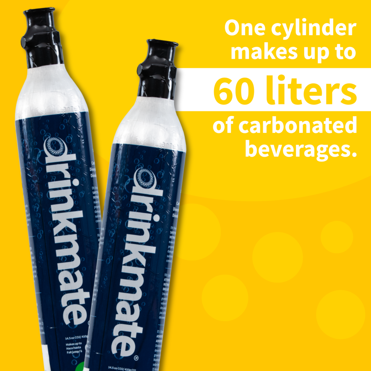 Drinkmate CO2 Refill Cylinders 60L (14.5 oz) - 2 Pack