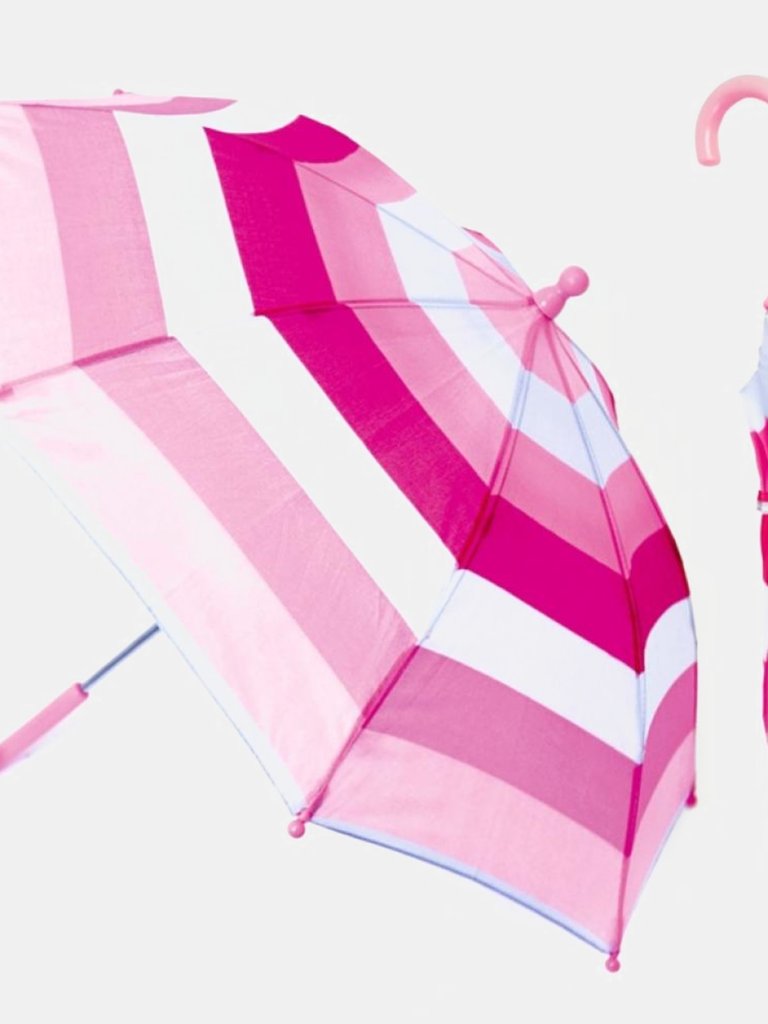Drizzles Childrens/Kids Striped Umbrella (Pink/White) (One Size)