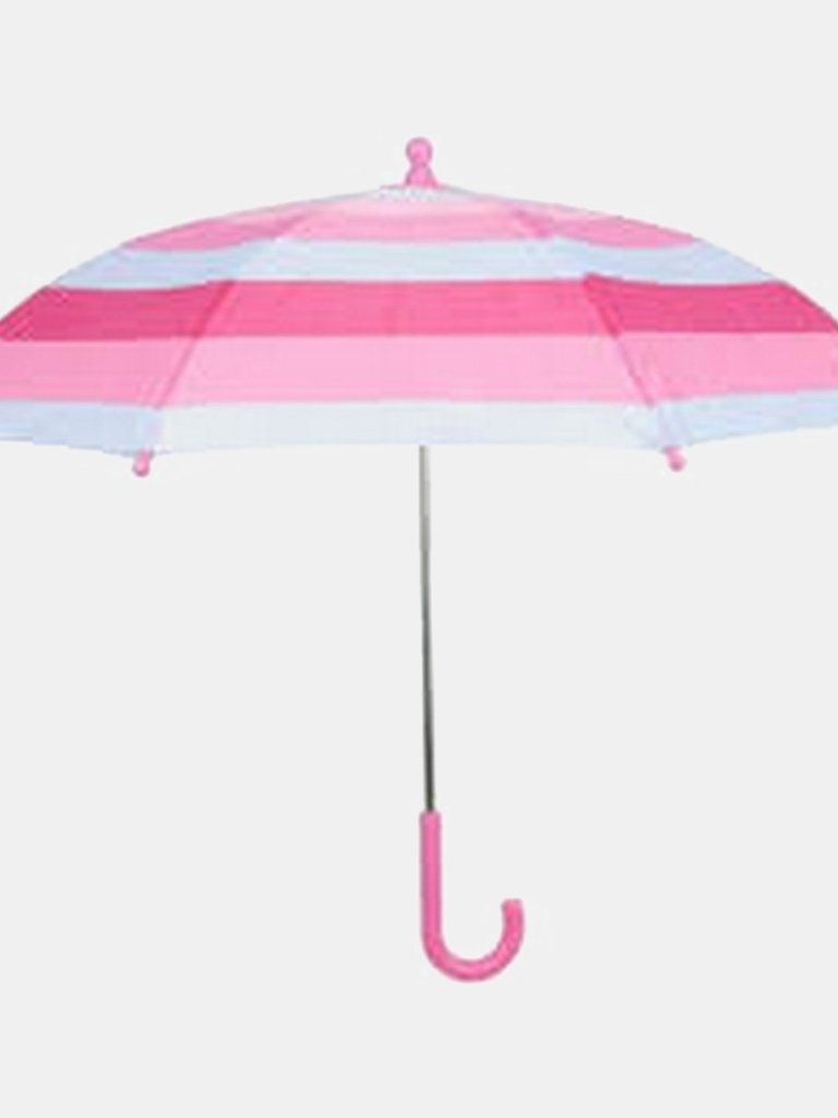 Drizzles Childrens/Kids Striped Umbrella (Pink/White) (One Size) - Pink/White