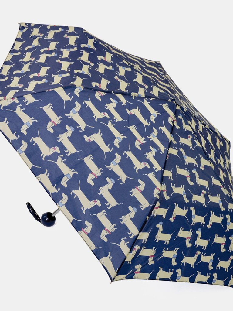 Drizzles Womens/Ladies Dachshund Dog Compact Umbrella (Dark Blue) (One Size) - Dark Blue