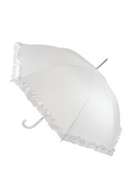 Frilled Bridal Stick Umbrella - White