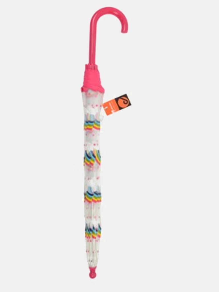 Kids Rainbow Dome Stick Umbrella - Clear/Pink