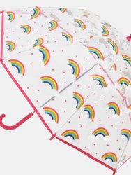 Kids Rainbow Dome Stick Umbrella - Clear/Pink - Clear/Pink