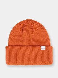 Merino Wool 1X1 Rib Knit Beanie - Orange