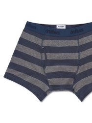 Organic Cotton Boxer Briefs - Charcoal Navy Stripe - Charcoal Navy