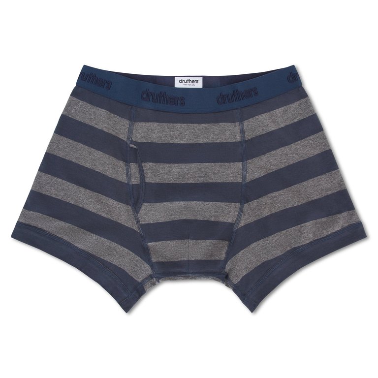 Organic Cotton Boxer Briefs - Charcoal Navy Stripe - Charcoal Navy