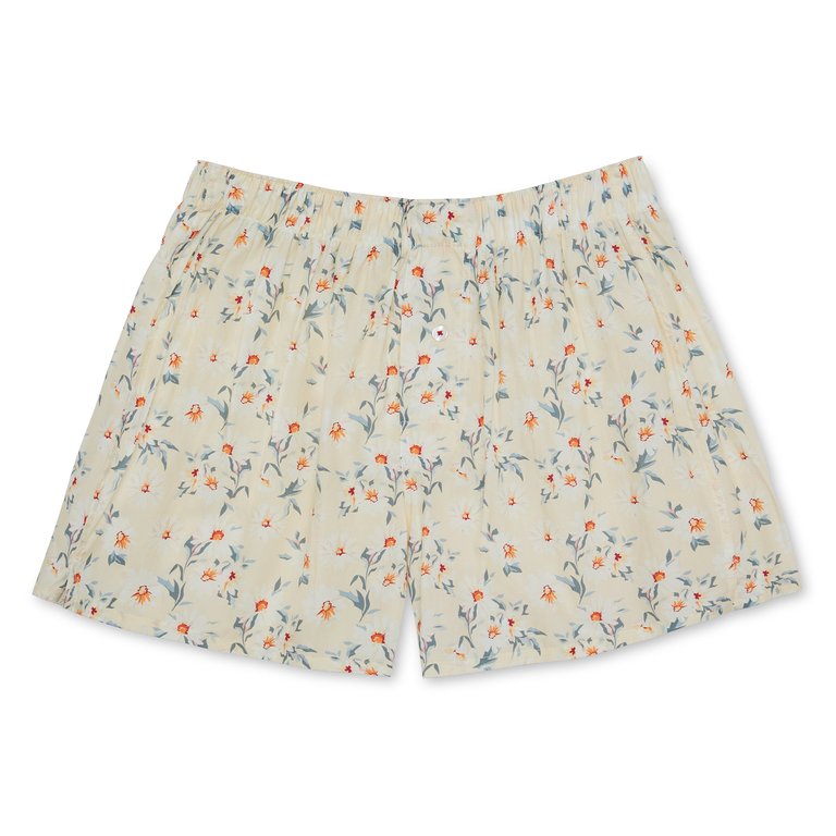 Organic Cotton Daisy Boxer Shorts - Peach