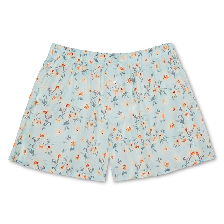 Organic Cotton Daisy Boxer Shorts - Lt. Blue