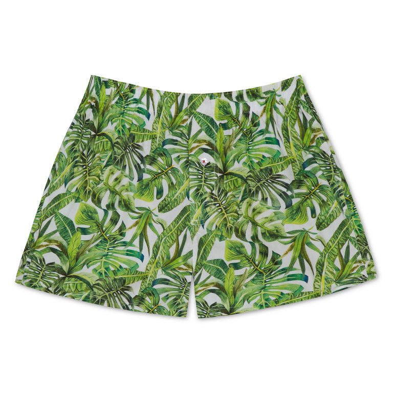 Organic Cotton House Plants Boxer Shorts - White - White