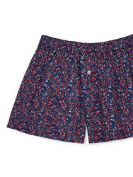Organic Cotton Micro Floral Boxer Shorts - Navy - Navy