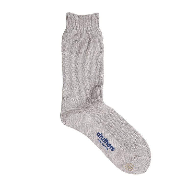 Organic Cotton Pique Knit Crew Sock - Ash